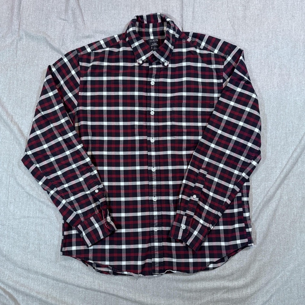J Crew Shirt Mens Large Plaid‎ Flex Oxford Button Down Long Sleeve Casual